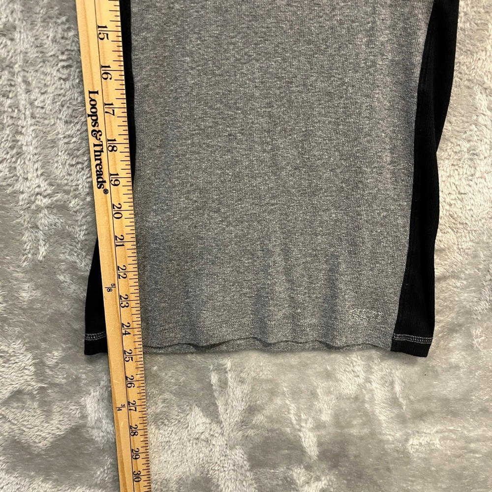Guess Long Sleeve Top Womens Medium Grey Black Colorblock Ribbed Scoop Neck - Picture 7 of 7